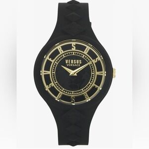 Versace Black and Gold Timepiece